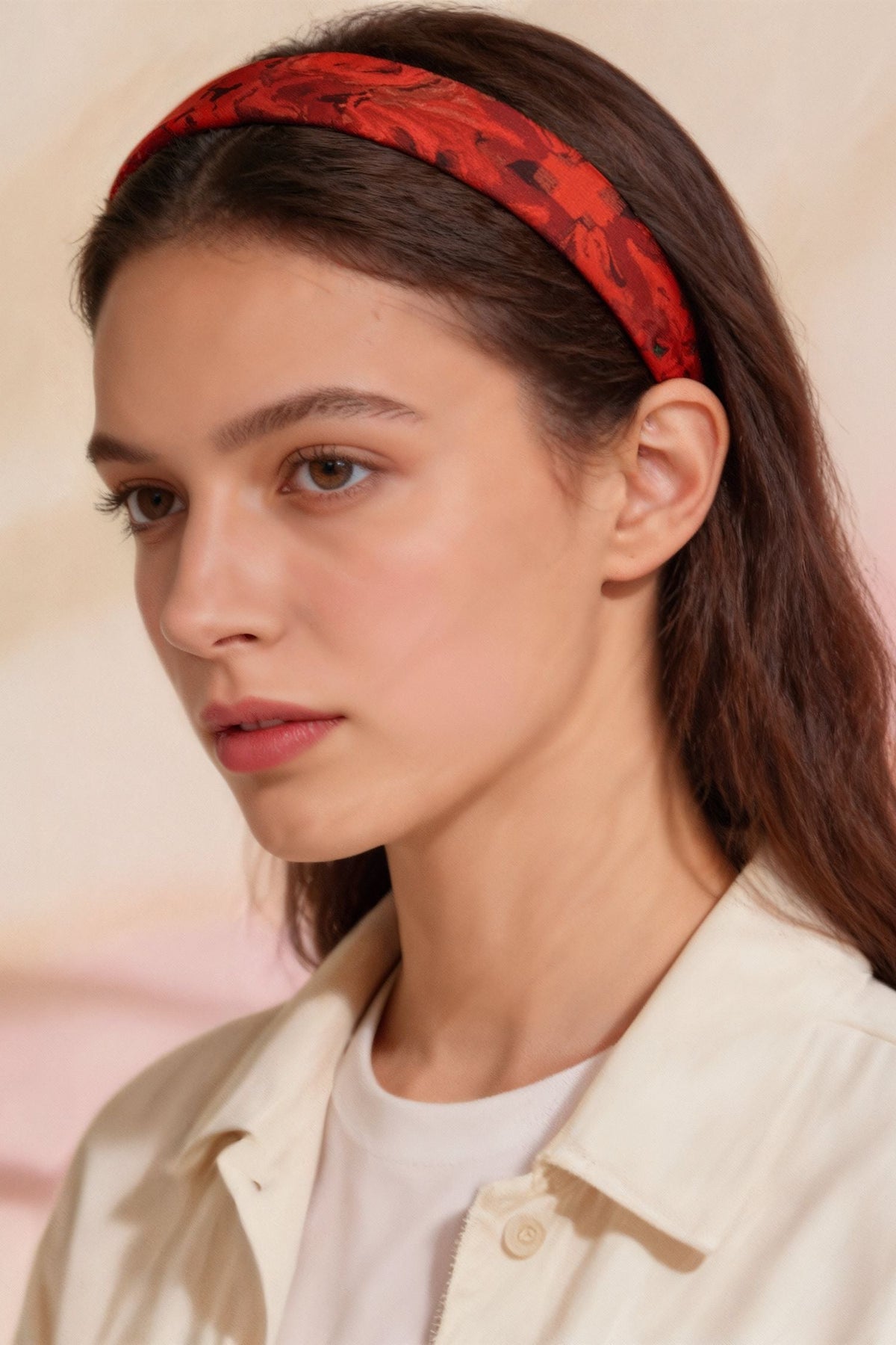 Red Snakes Print Satin Headband