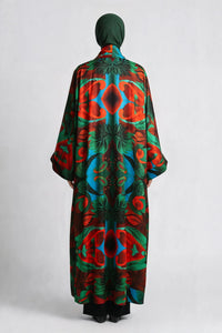 Autumn Paisley Satin Abaya Kaftan