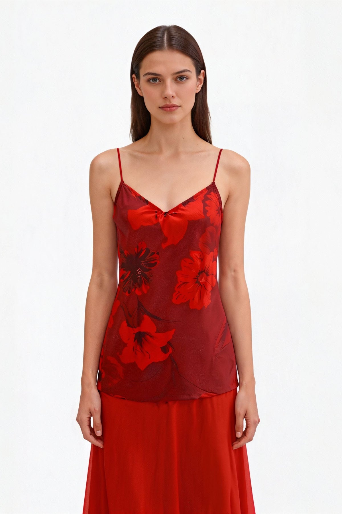 Burgundy Floral Bomb Print Cami Top