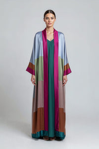 One Of A Kind Olive Mix Shades Satin Abaya Kaftan