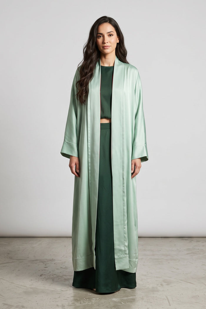 Lake Green Satin Abaya Kaftan