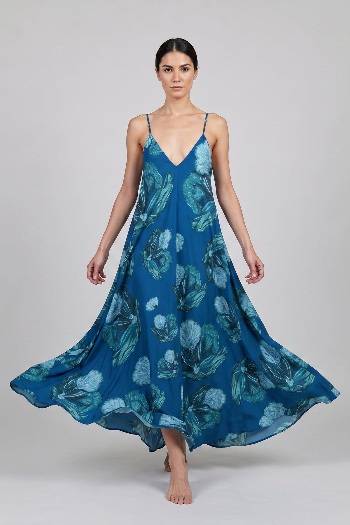 Blue Floral Bomb Mariella Maxi Dress