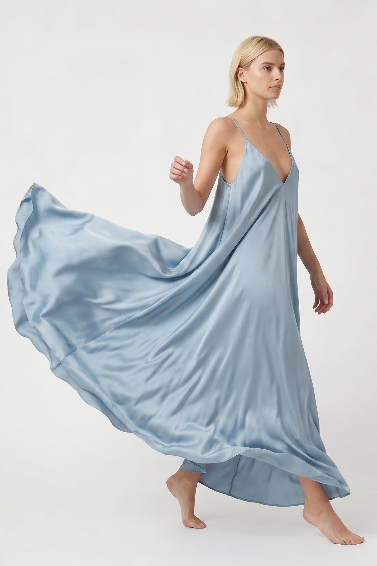 Sky Blue Maxi Mariella Satin Dress