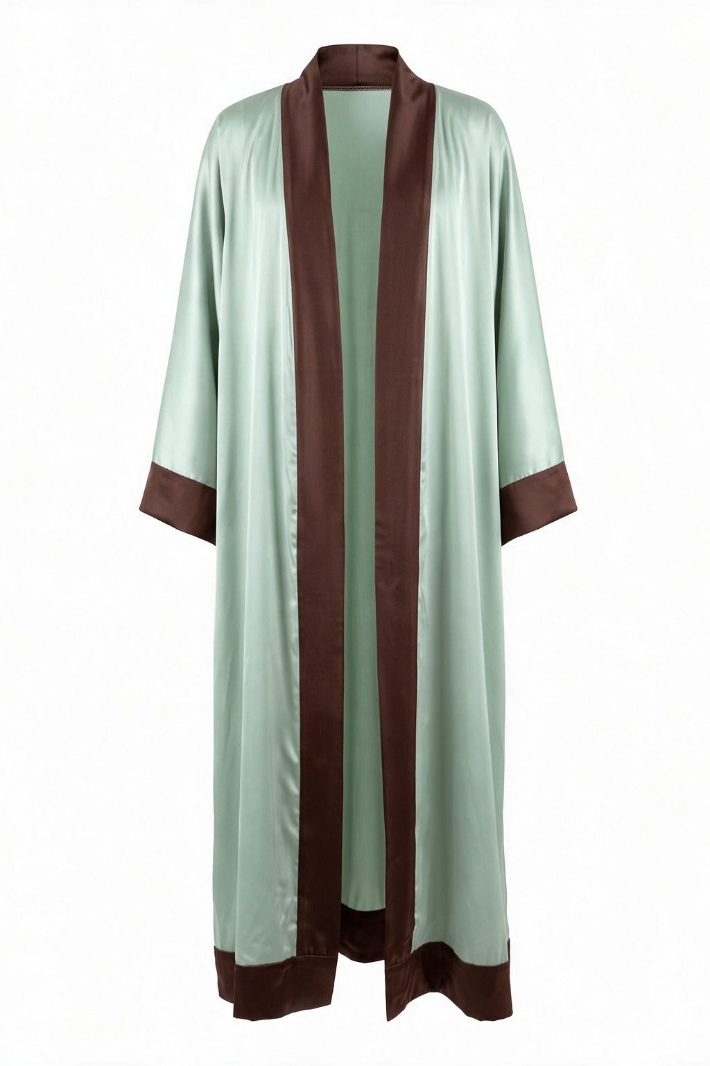 Mint Chocolate Cuff Satin Abaya Kaftan