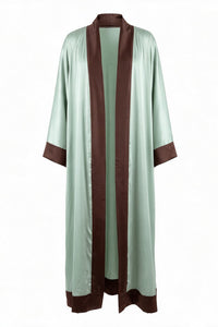 Mint Chocolate Cuff Satin Abaya Kaftan