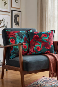 Autumn Paisley Print Velvet Botanical Cushion