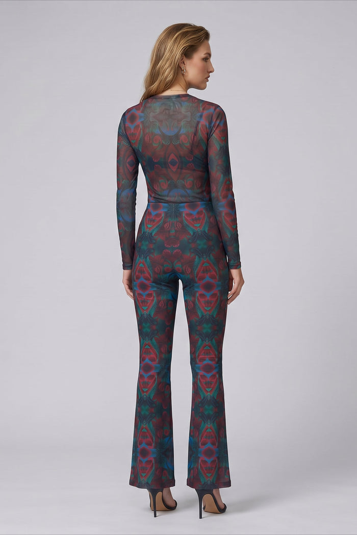 Autumn Paisley Mesh Printed Long Sleeve Tsara Top