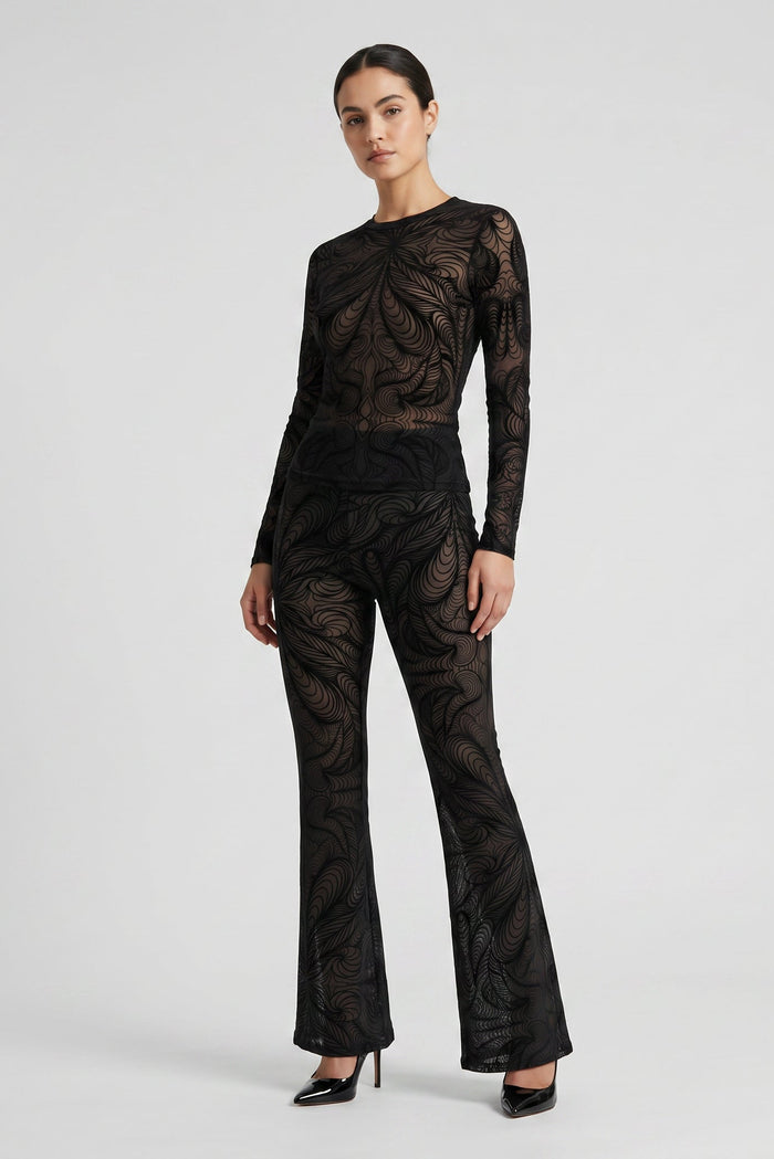 Black Iris Printed High-Waist Volk Flared Pants