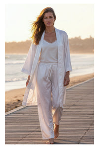 White Koi Fish Print Short Kimono Kaftan